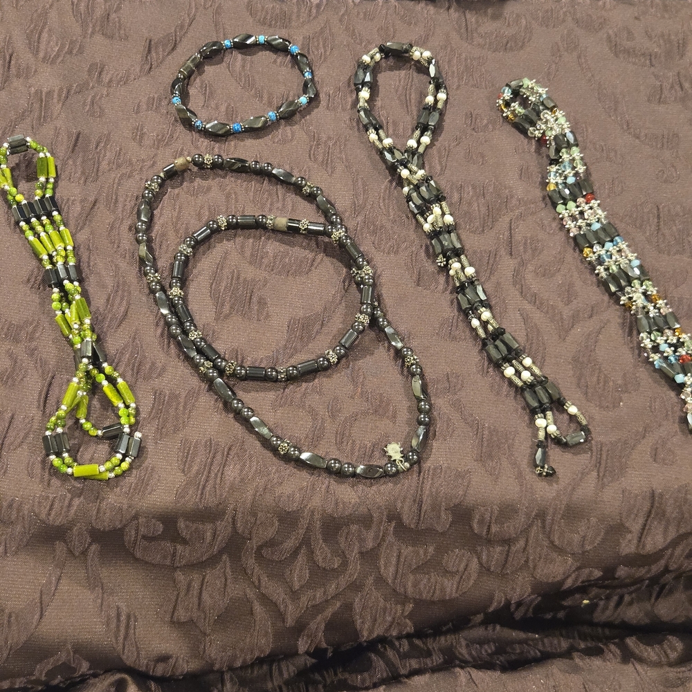 magnetic hematite bead necklaces and bracelet.